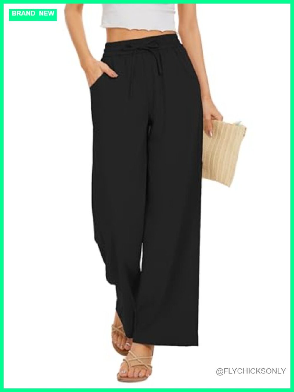 KICZOY Women's Wide Leg Palazzo Pants High Rise Pull On Loose Fit Pockets